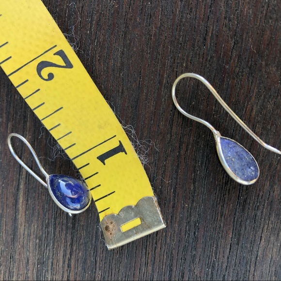 ✨LAPIS LAZULI + SILVER DROP EARRINGS✨ - Picture 4 of 5